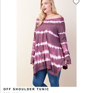 Plus size off shoulder tye dye tunic